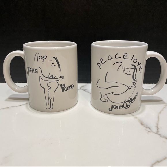 John Lennon & Yoko Ono Peace Sign Hug Close Coffee & Tea Mug Lot of 2 - Picture 7 of 8